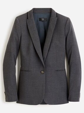 J. Crew Sz 0 Parke Blazer In Italian Stretch Wool Heather Coal Gray NWT
